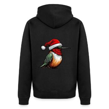 Kolibri Vogel Weihnachten Tier - Unisex Premium Bio Zip Hoodie - Schwarz - Hinten - Nico (187cm)