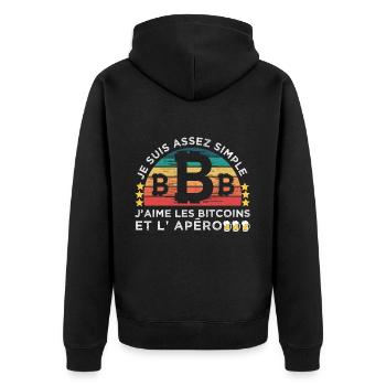 J' aime les crypto-monnaies et l' apéro cadeau - Veste à capuche bio Premium Unisexe - noir - Dos - Nico (187cm)