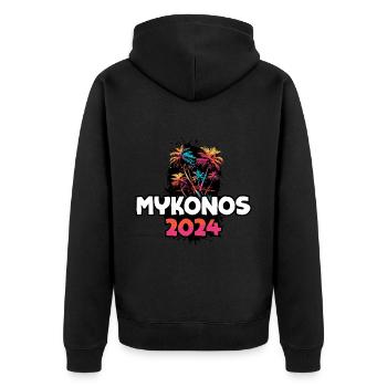 Mykonos 2024 Voyage de vacances coloré - Veste à capuche bio Premium Unisexe - noir - Dos - Nico (187cm)