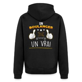 boulanger un vrai cadeau boulangerie - Veste à capuche bio Premium Unisexe - noir - Dos - Nico (187cm)