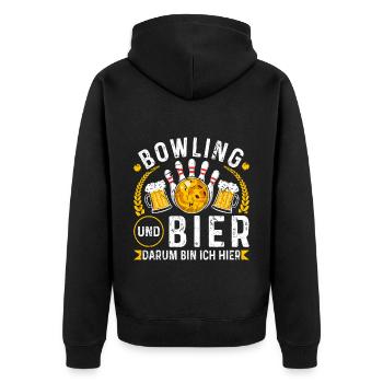 Bowling Bier Darum Bin Ich Hier Kegeln Bowling - Unisex Premium Bio Zip Hoodie - Schwarz - Hinten - Nico (187cm)