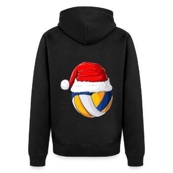 Weihnachten Weihnachtsmütze Weihnachts Volleyball - Unisex Premium Bio Zip Hoodie - Schwarz - Hinten - Nico (187cm)