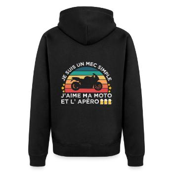 J'aime ma moto et l' apéro humour motard cadeau - Veste à capuche bio Premium Unisexe - noir - Dos - Nico (187cm)