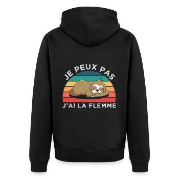 Je peux pas j'ai la flemme humour paresseux cadeau - Veste à capuche bio Premium Unisexe - noir - Dos - Nico (187cm)