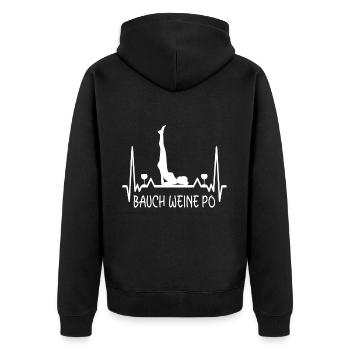 Frauen Fitness Herzschlag Workout Wein - Unisex Premium Bio Zip Hoodie - Schwarz - Hinten - Nico (187cm)