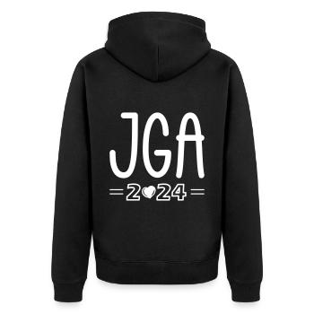 Ibiza 2024 Herz - Unisex Premium Bio Zip Hoodie - Schwarz - Hinten - Nico (187cm)