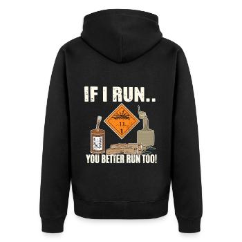 Pyro Run - Unisex Premium Organic Zip Hoodie - black - Back - Nico (187cm)