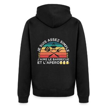 J' aime le barbecue et l' apéro humour bbq cadeau - Veste à capuche bio Premium Unisexe - noir - Dos - Nico (187cm)