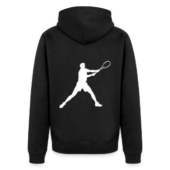 Tennis Spieler Silhouette - Unisex Premium Bio Zip Hoodie - Schwarz - Hinten - Nico (187cm)