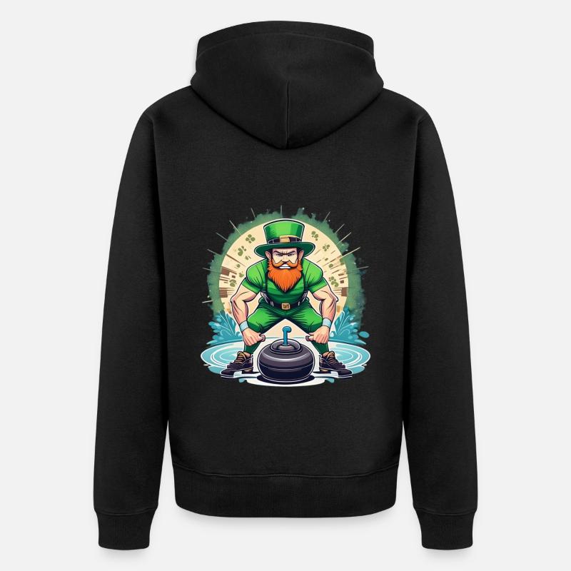 Curling Trèfle de la Saint-Patrick - Veste à capuche bio Premium Unisexe - noir