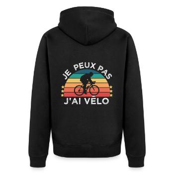 Vélo humour je peux pas j' ai vélo cadeau cycliste - Veste à capuche bio Premium Unisexe - noir - Dos - Nico (187cm)