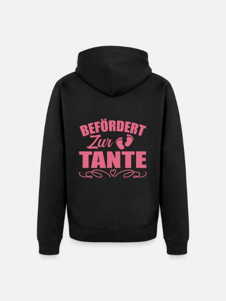 Befördert zur Tante - Unisex Premium Bio Zip Hoodie - Schwarz
