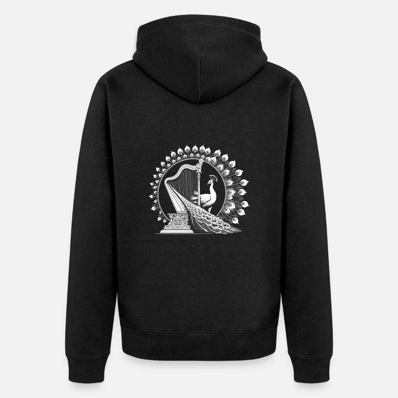 Jeu de harpe paon - Veste à capuche bio Premium Unisexe - noir