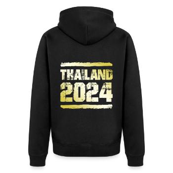 Thaïlande 2024 Médaille d’or - Veste à capuche bio Premium Unisexe - noir - Dos - Nico (187cm)