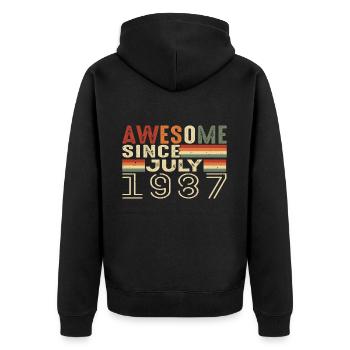 Juli 1987 Geburtstagsgeschenk Juli 1987 Jahrgang - Unisex Premium Bio Zip Hoodie - Schwarz - Hinten - Nico (187cm)