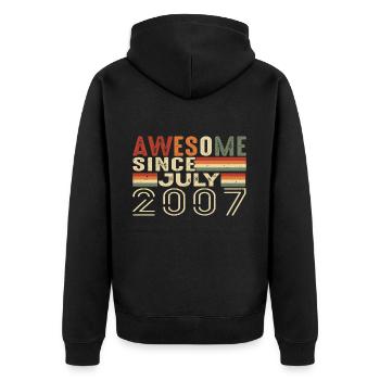 Juli 2007 Geburtstagsgeschenk Juli 2007 Jahrgang - Unisex Premium Bio Zip Hoodie - Schwarz - Hinten - Nico (187cm)