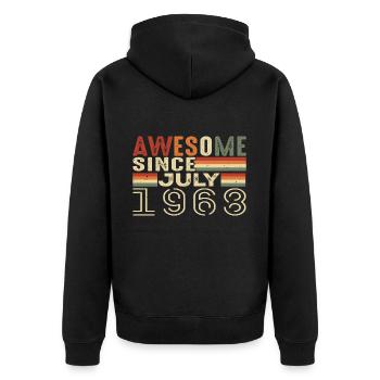 Juli 1968 Geburtstagsgeschenk Juli 1968 Jahrgang - Unisex Premium Bio Zip Hoodie - Schwarz - Hinten - Nico (187cm)