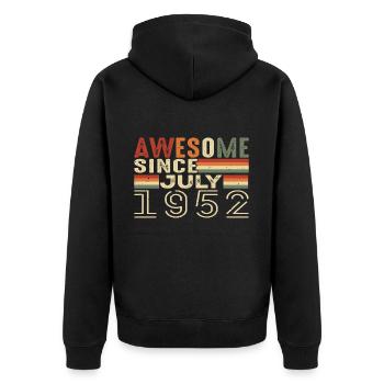 Juli 1952 Geburtstagsgeschenk Juli 1952 Jahrgang - Unisex Premium Bio Zip Hoodie - Schwarz - Hinten - Nico (187cm)