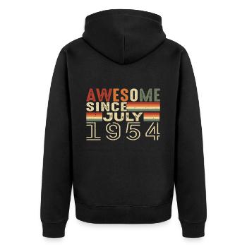 Juli 1954 Geburtstagsgeschenk Juli 1954 Jahrgang - Unisex Premium Bio Zip Hoodie - Schwarz - Hinten - Nico (187cm)