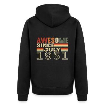 Juli 1951 Geburtstagsgeschenk Juli 1951 Jahrgang - Unisex Premium Bio Zip Hoodie - Schwarz - Hinten - Nico (187cm)