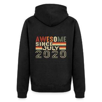 Juli 2020 Geburtstagsgeschenk Juli 2020 Jahrgang - Unisex Premium Bio Zip Hoodie - Schwarz - Hinten - Nico (187cm)