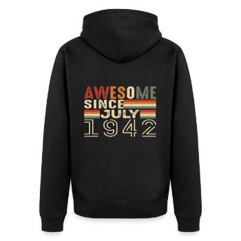 Juli 1942 Geburtstagsgeschenk Juli 1942 Jahrgang - Unisex Premium Bio Zip Hoodie - Schwarz - Hinten - Nico (187cm)