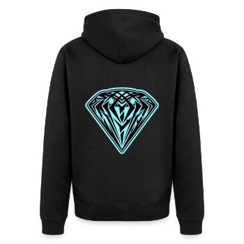 Diamant Symbol Icon - Unisex Premium Bio Zip Hoodie - Schwarz - Hinten - Nico (187cm)