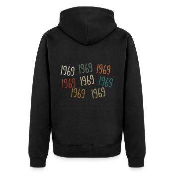 Né en 1969 - légendaire depuis 1969 - Veste à capuche bio Premium Unisexe - noir - Dos - Nico (187cm)