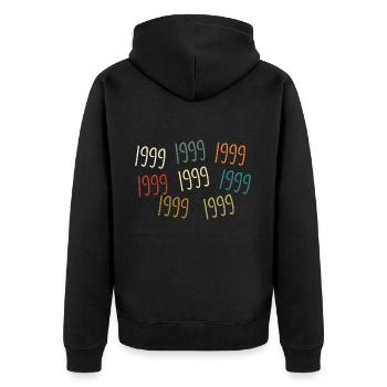 Jahrgang 1999 Geburtsjahr - legendär seit 1999 - Unisex Premium Bio Zip Hoodie - Schwarz - Hinten - Nico (187cm)