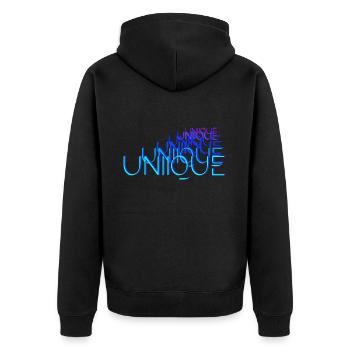 Unique - Unisex Premium Bio Zip Hoodie - Schwarz - Hinten - Nico (187cm)