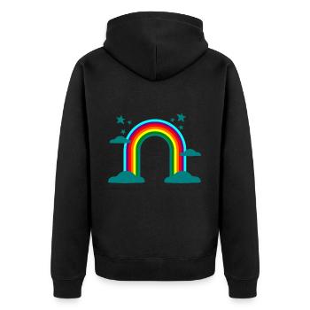 Rainbow Clouds Stars Colorful Gift - Unisex Premium Organic Zip Hoodie - black - Back - Nico (187cm)