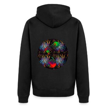 Musical note - "ONE" - Unisex Premium Organic Zip Hoodie - black - Back - Nico (187cm)