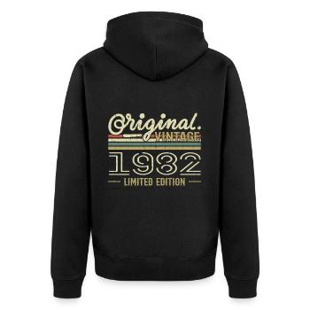 1982 Retro Jubiläum 1982 Original 1982 Jahrgang - Unisex Premium Bio Zip Hoodie - Schwarz - Hinten - Nico (187cm)