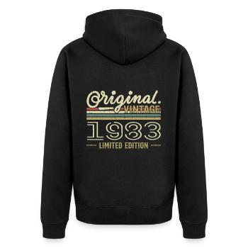 1983 Retro Geburtstag 1983 Original 1983 Jahrgang - Unisex Premium Bio Zip Hoodie - Schwarz - Hinten - Nico (187cm)