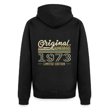 1973 Retro Birthday 1973 Original 1973 Vintage - Unisex Premium Organic Zip Hoodie - black - Back - Nico (187cm)