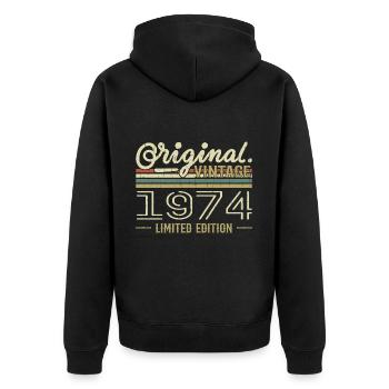 1974 Anniversaire Rétro 1974 Original 1974 Vintage - Veste à capuche bio Premium Unisexe - noir - Dos - Nico (187cm)