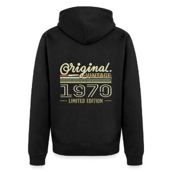 1970 Anniversaire Rétro 1970 Original 1970 Vintage - Veste à capuche bio Premium Unisexe - noir - Dos - Nico (187cm)