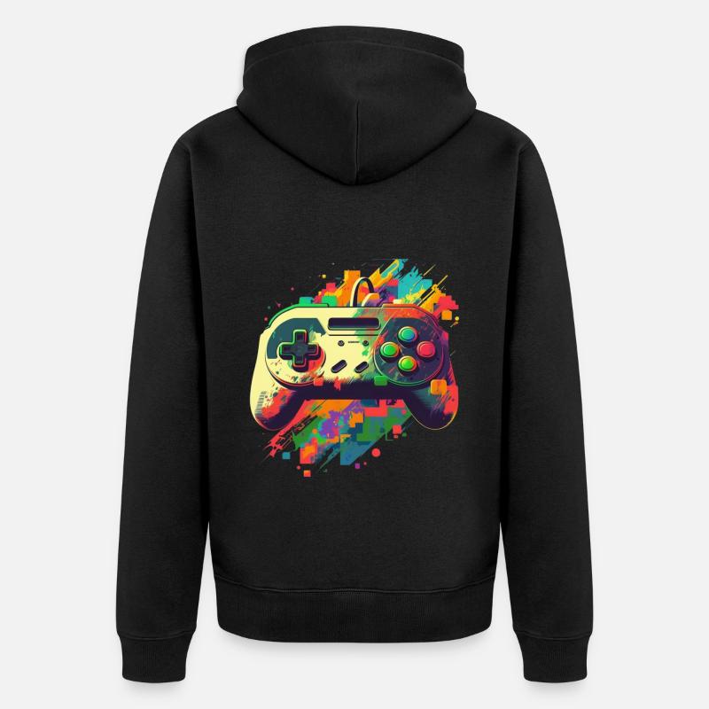 Console rétro - Veste à capuche bio Premium Unisexe - noir