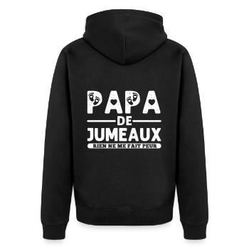 Papa de jumeaux humour père cadeau - Veste à capuche bio Premium Unisexe - noir - Dos - Nico (187cm)
