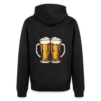 Bierkrug Bier Anstoßen - Unisex Premium Bio Zip Hoodie - Schwarz - Hinten - Nico (187cm)