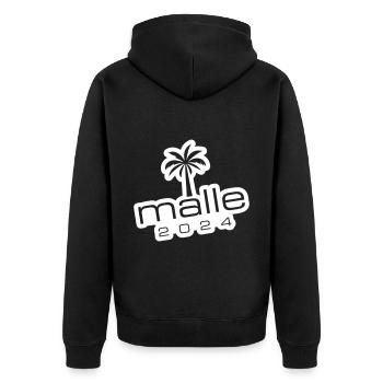 Malle 2024 Mallorca Palme - Unisex Premium Bio Zip Hoodie - Schwarz - Hinten - Nico (187cm)