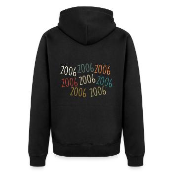 Jahrgang 2006 Geburtsjahr - legendär seit 2006 - Unisex Premium Bio Zip Hoodie - Schwarz - Hinten - Nico (187cm)