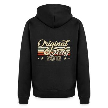 Geschenk 2012 Juli Geburtstag Geboren Im Juli 2012 - Unisex Premium Bio Zip Hoodie - Schwarz - Hinten - Nico (187cm)