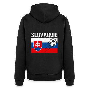Slowakei Flagge Slowakisches Fußball Geschenk - Unisex Premium Bio Zip Hoodie - Schwarz - Hinten - Nico (187cm)