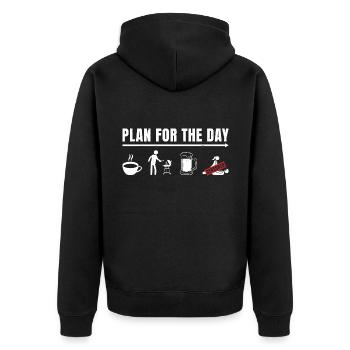 Plan For The Day Grilling Grill Master Barbecue Bb - Unisex Premium Bio Zip Hoodie - Schwarz - Hinten - Nico (187cm)