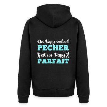 Un papy sachant pêcher cadeau grand-père pêcheur - Veste à capuche bio Premium Unisexe - noir - Dos - Nico (187cm)