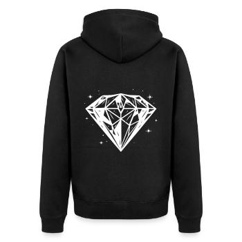 Diamant Juwel symbol Silhouette - Unisex Premium Bio Zip Hoodie - Schwarz - Hinten - Nico (187cm)