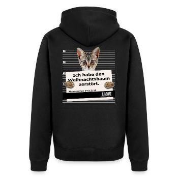 Ich habe den Weihnachtsbaum zersört - Unisex Premium Bio Zip Hoodie - Schwarz - Hinten - Nico (187cm)