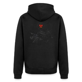 Tiroler Heimat - Unisex Premium Bio Zip Hoodie - Schwarz - Hinten - Nico (187cm)