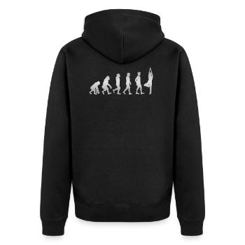 Die menschliche Evolution - TANZEN - Unisex Premium Bio Zip Hoodie - Schwarz - Hinten - Nico (187cm)